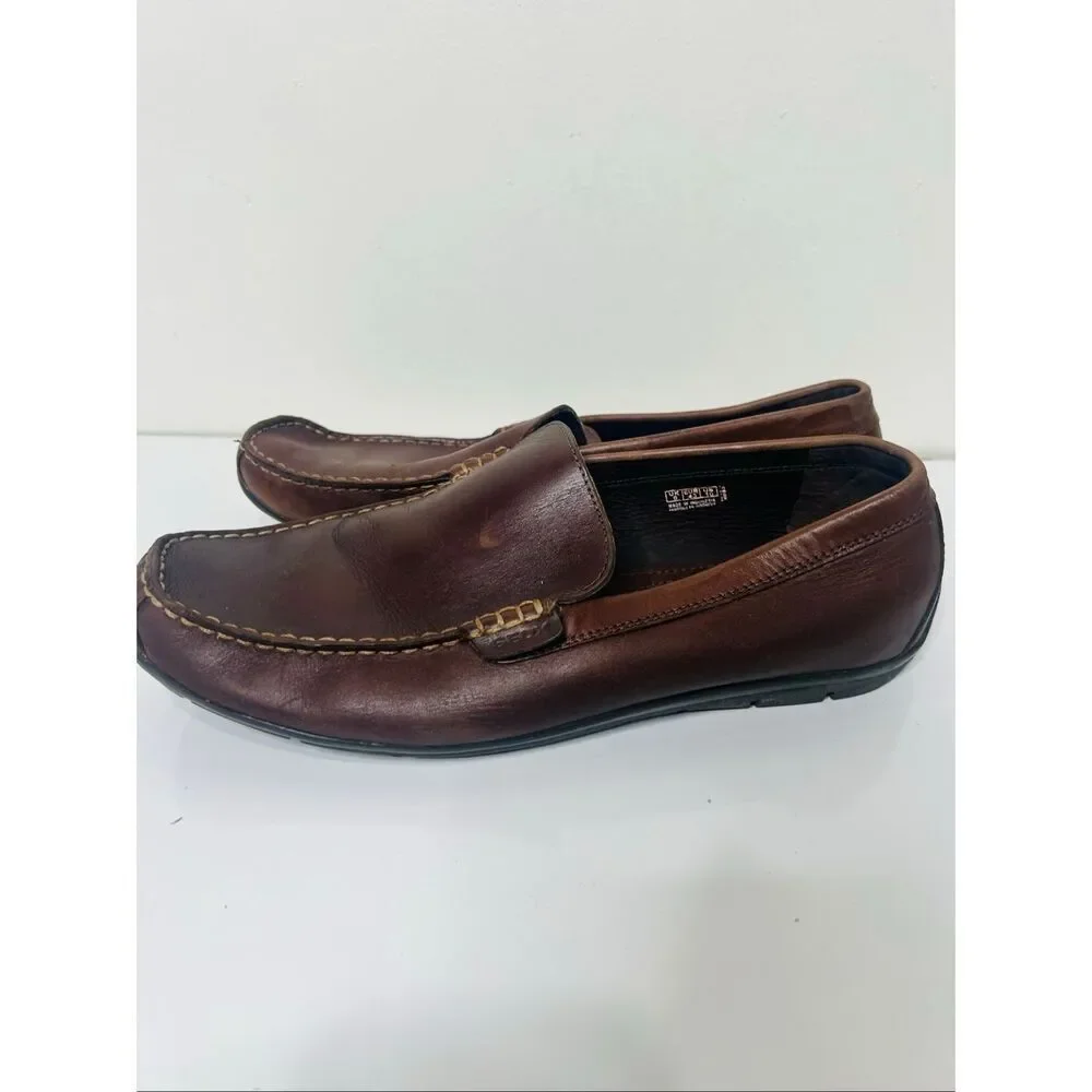 GEOX Respira Brown Leather Men's Slip On Driving Loafers Size 10